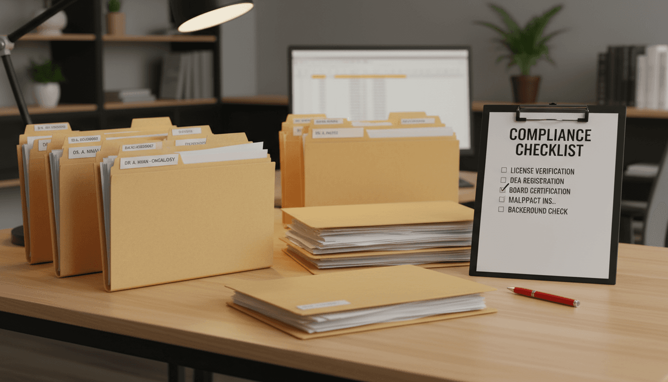 Medical credentialing files and compliance materials